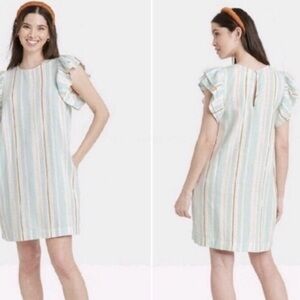 A new day Striped Ruffle Sleeve Dress